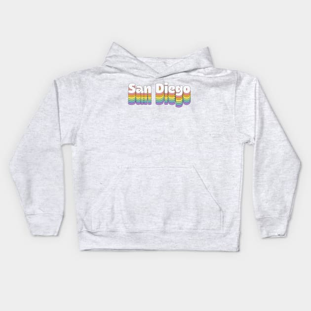 San Diego // Retro Typography Design Kids Hoodie by DankFutura